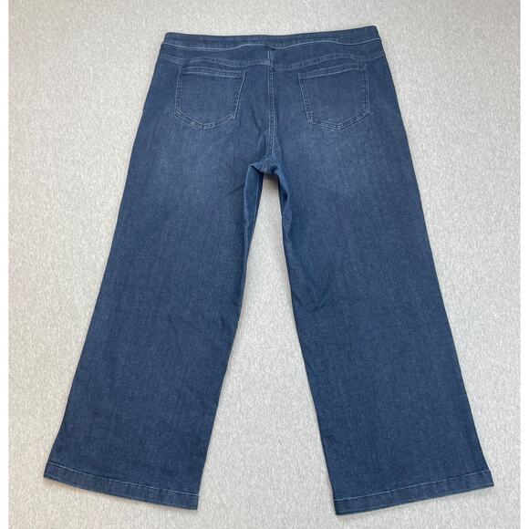J Jill Jeans Womens 14P Blue Denim Cotton Blend Stretch Wide Leg - Picture 2 of 6
